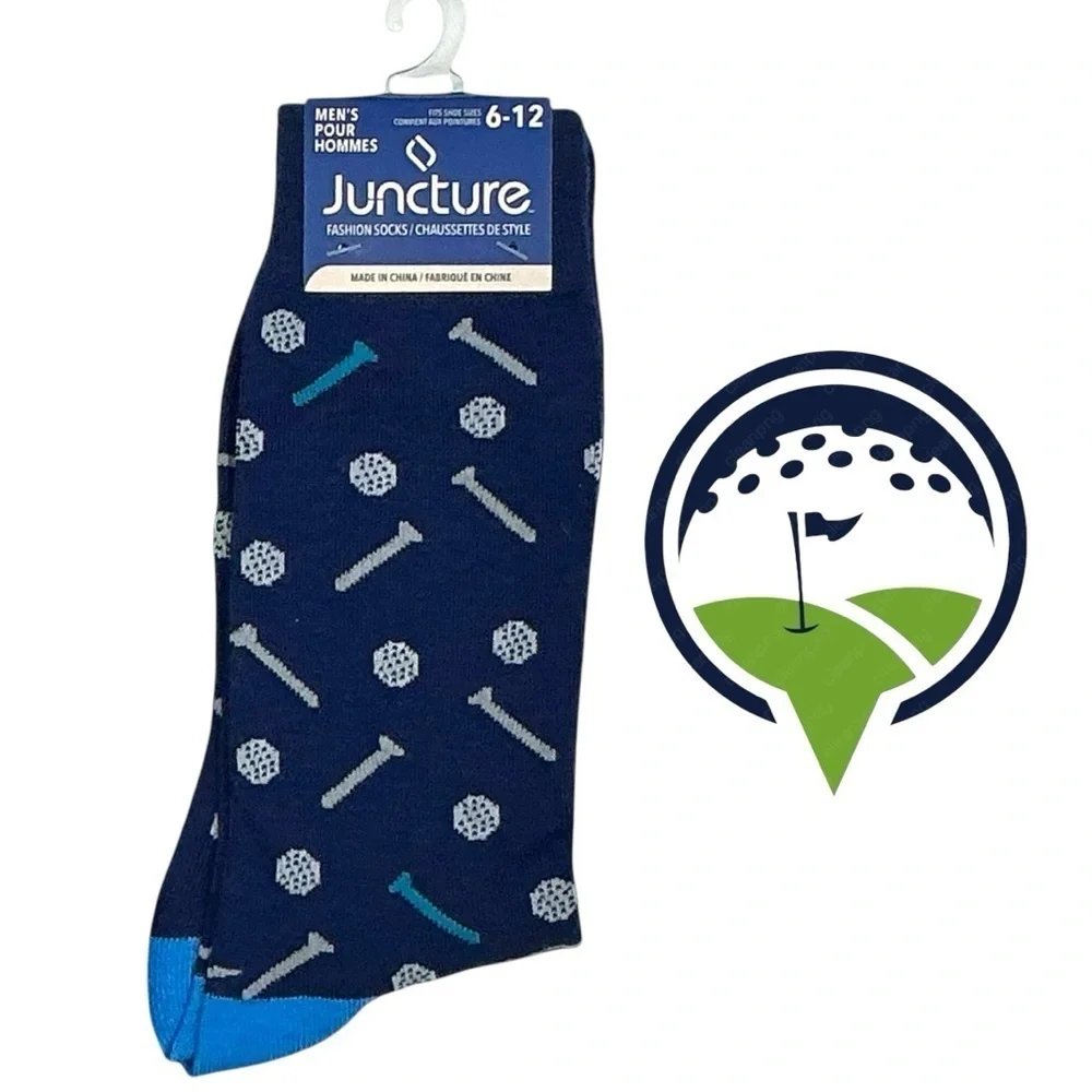 Golf Crew Socks Mens Novelty Funny Print Blue Unisex OS Shoe Size 6-12